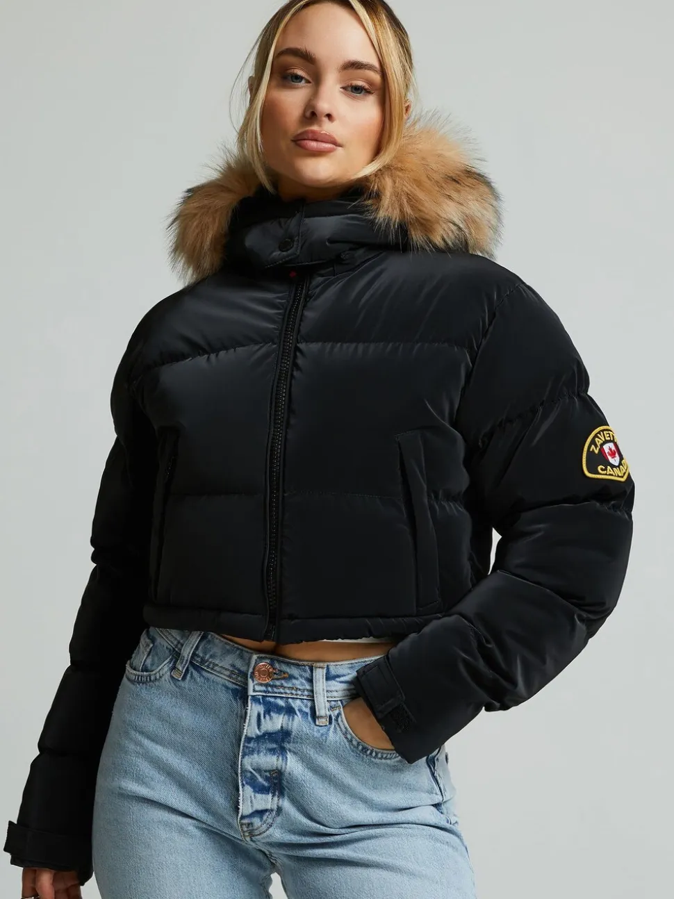 Zavetti Canada Womens Bellucci 2.0 Crop Puffer Black Jacket
