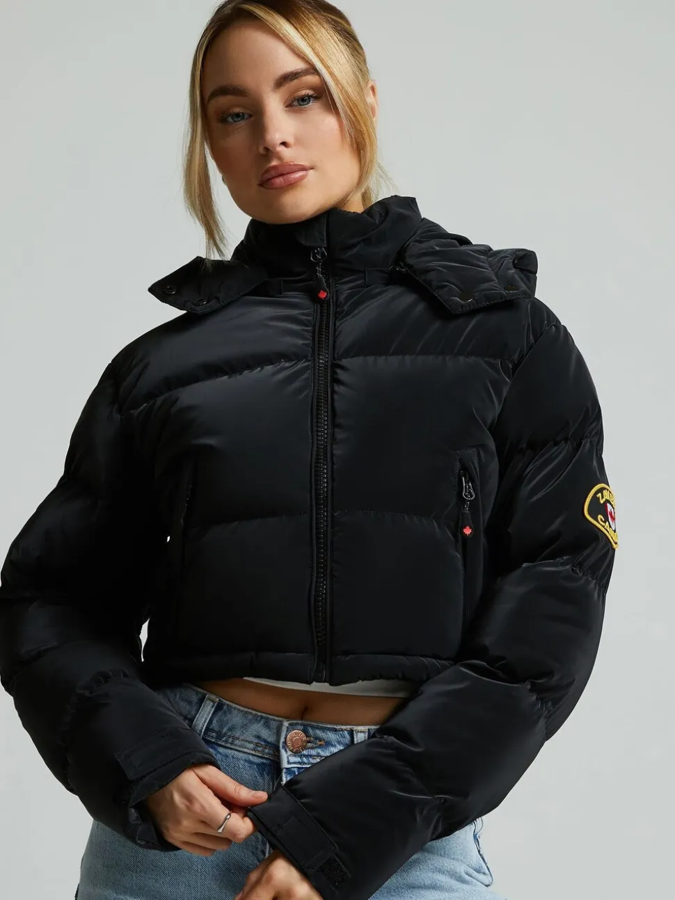 Zavetti Canada Womens Bellucci 2.0 Crop Puffer Black Jacket