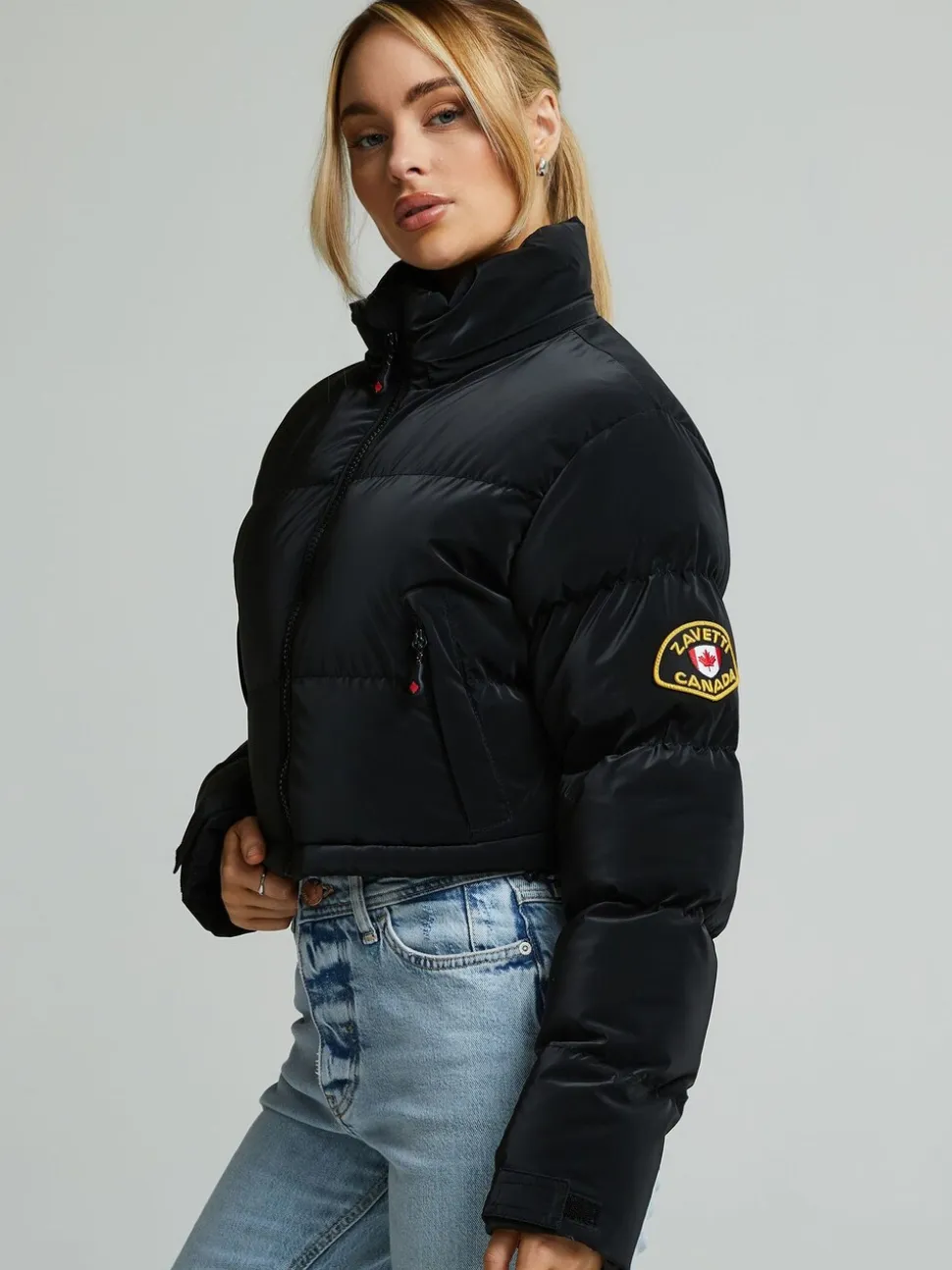 Zavetti Canada Womens Bellucci 2.0 Crop Puffer Black Jacket