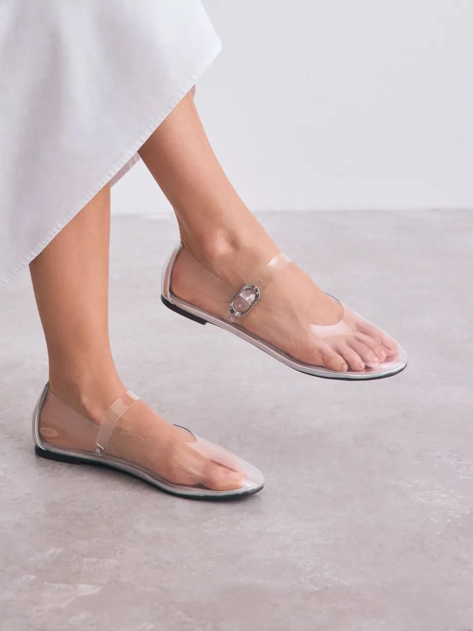 Zilver - Forever Comfort® Mary Jane-schoenen van vinyl met ronde neus
