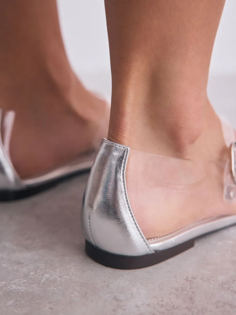 Zilver - Forever Comfort® Mary Jane-schoenen van vinyl met ronde neus