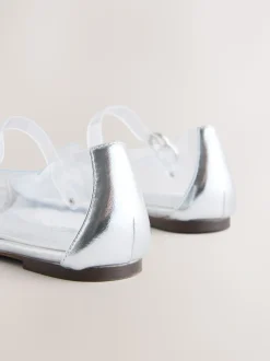 Zilver - Forever Comfort® Mary Jane-schoenen van vinyl met ronde neus