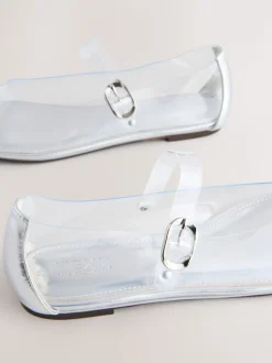 Zilver - Forever Comfort® Mary Jane-schoenen van vinyl met ronde neus