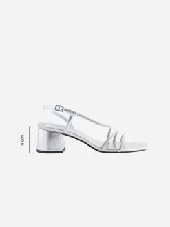 Zilver - Forever Comfort Square Toe Jewelled Strappy Block Heeled Sandals