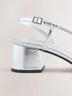 Zilver - Forever Comfort Square Toe Jewelled Strappy Block Heeled Sandals