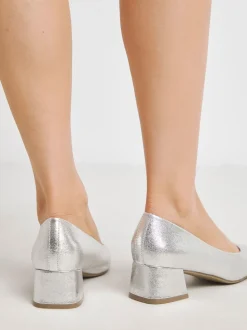 Zilver - Heavenly Soles By JD Williams Low Block Heels Court Shoes