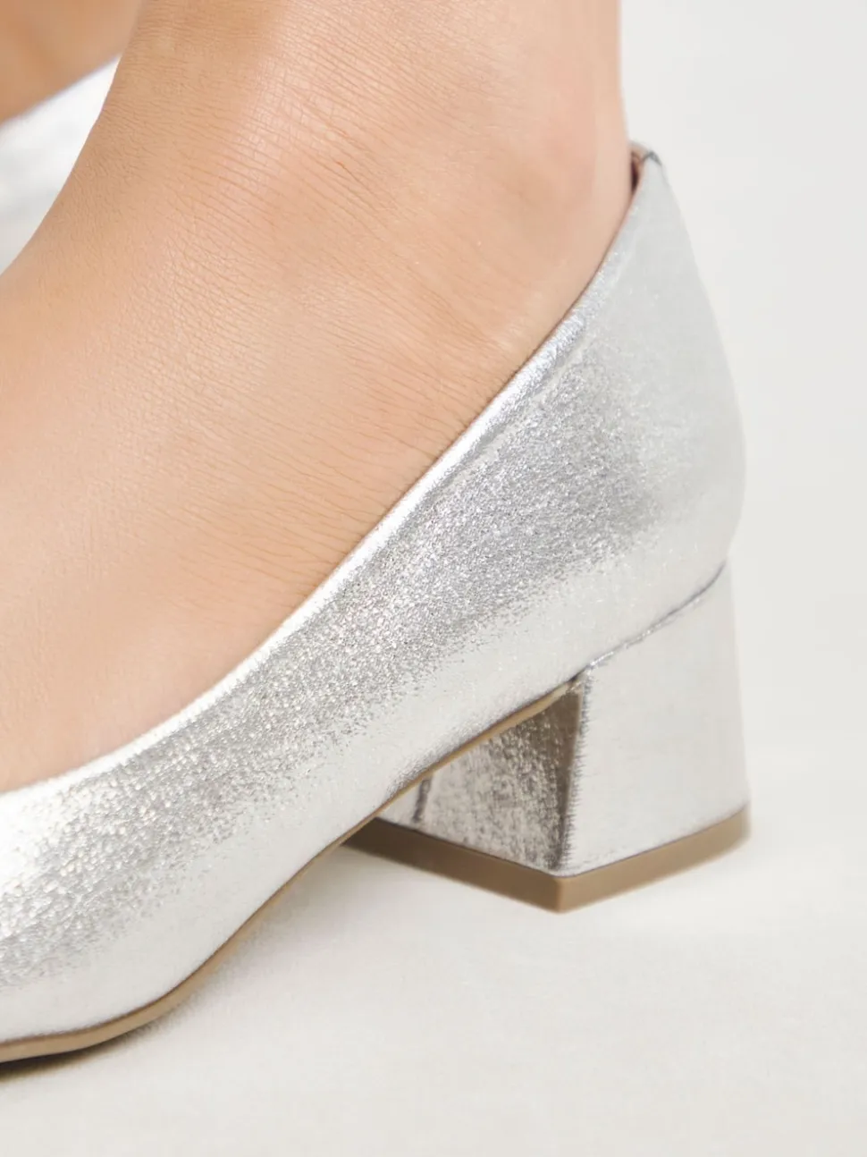 Zilver - Heavenly Soles By JD Williams Low Block Heels Court Shoes