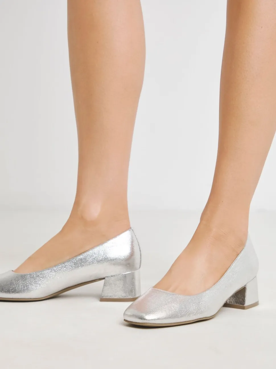 Zilver - Heavenly Soles By JD Williams Low Block Heels Court Shoes