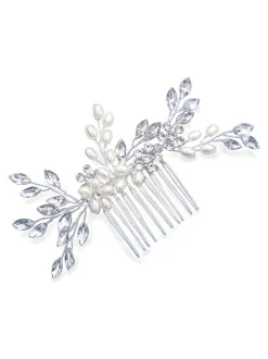 Zilver - Ivory & Co - Sierkam met parels en kristallen