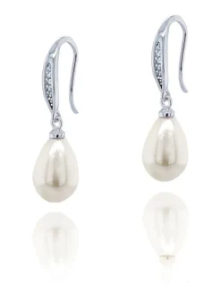 Zilver - Ivory & Co Salford oorbellen met kristal en parel