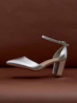 Zilver - Linzi Davina pumps met blokhak en dichte hiel