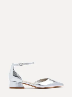Zilver - Linzi Dolly pumps met lage blokhak en wijde pasvorm