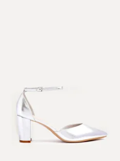 Zilver - Linzi Leona pumps met blokhak en dichte hiel