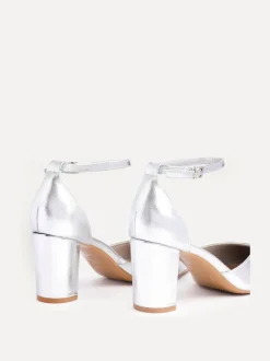 Zilver - Linzi Leona pumps met blokhak en dichte hiel