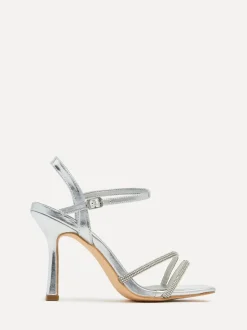 Zilver - Linzi Mesmerize Diamanté Embellished Strappy Heel