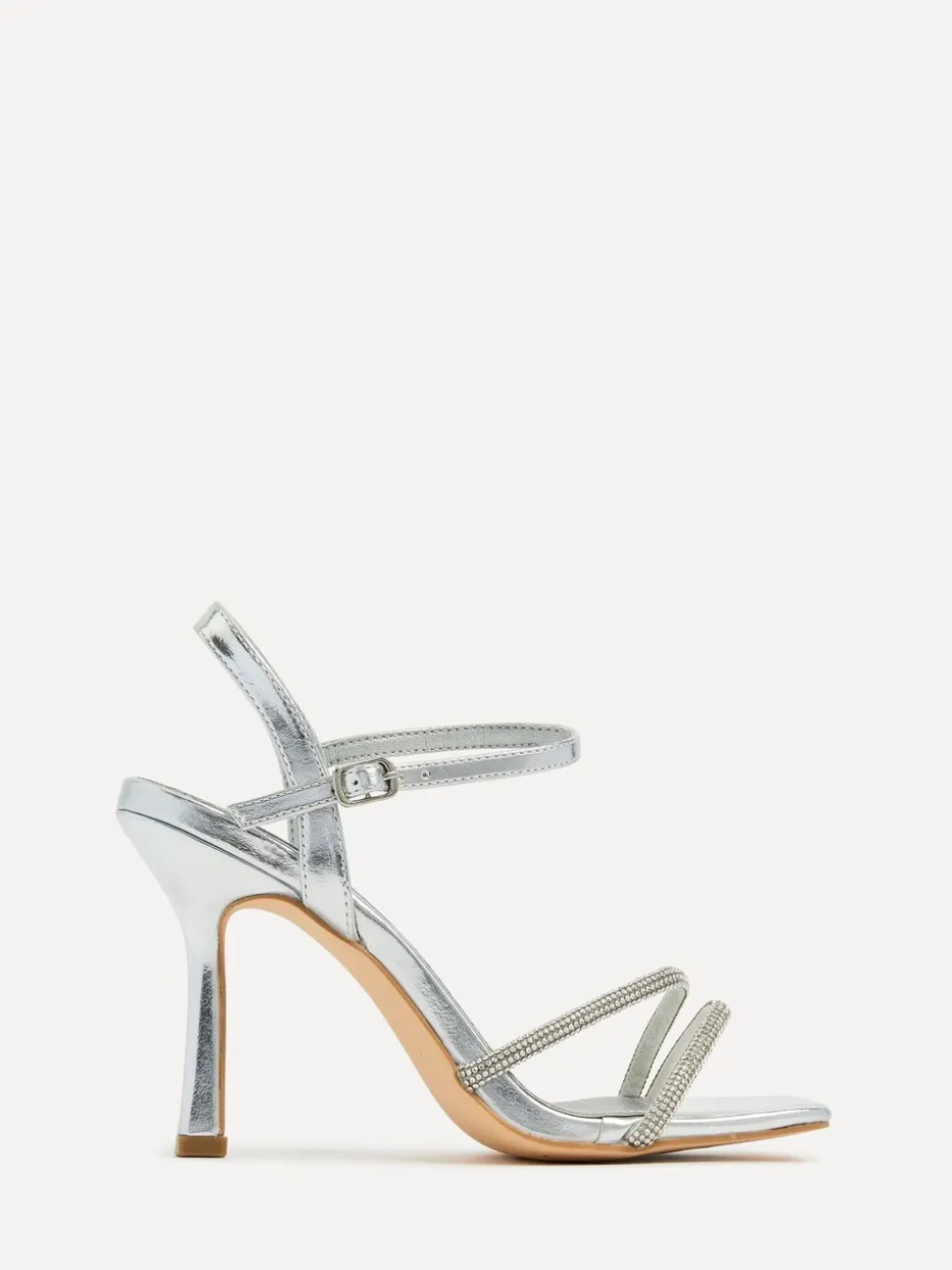 Zilver - Linzi Mesmerize Diamanté Embellished Strappy Heel