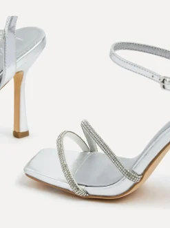 Zilver - Linzi Mesmerize Diamanté Embellished Strappy Heel