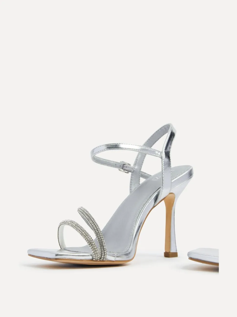 Zilver - Linzi Mesmerize Diamanté Embellished Strappy Heel