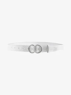Zilver - Normale riem met glinsterende gesp met dubbele cirkel
