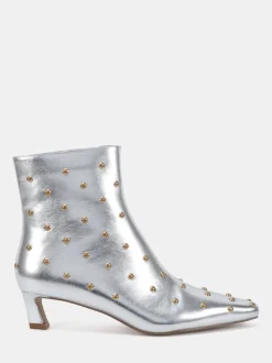 Zilver - Novo Wide Fit Kiki Studded Low Heel Ankle Boots