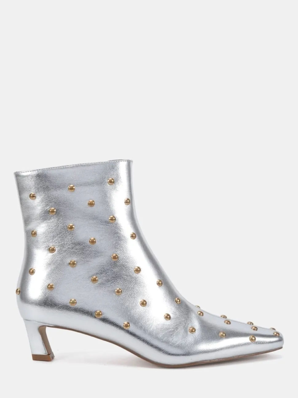 Zilver - Novo Wide Fit Kiki Studded Low Heel Ankle Boots