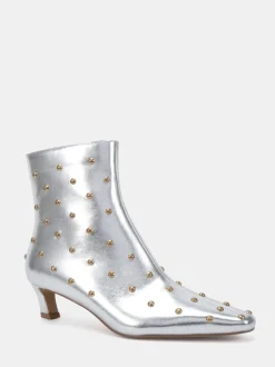 Zilver - Novo Wide Fit Kiki Studded Low Heel Ankle Boots