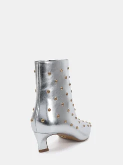 Zilver - Novo Wide Fit Kiki Studded Low Heel Ankle Boots