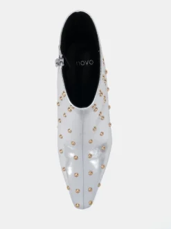 Zilver - Novo Wide Fit Kiki Studded Low Heel Ankle Boots
