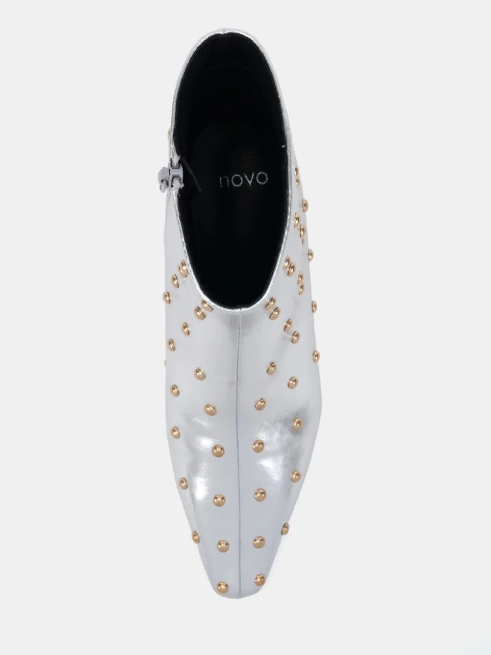 Zilver - Novo Wide Fit Kiki Studded Low Heel Ankle Boots
