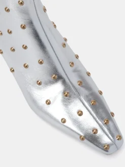 Zilver - Novo Wide Fit Kiki Studded Low Heel Ankle Boots