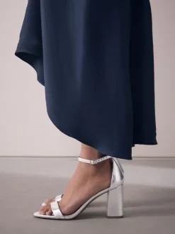 Zilver - Sandalen met blokhak
