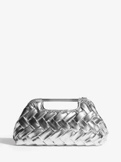 Zilver - Weave Grab Handle Clutch Bag