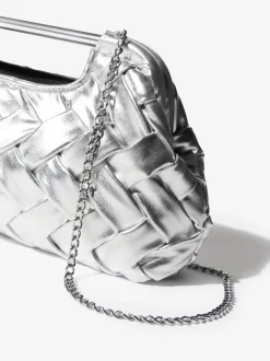 Zilver - Weave Grab Handle Clutch Bag