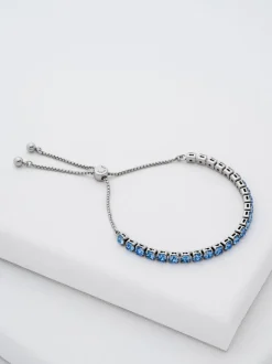 Zilver/blauw - Ted Baker Tone Melrah: Iconische kristallen schuifarmband, heldere kristallen