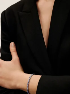 Zilver/blauw - Ted Baker Tone Melrah: Iconische kristallen schuifarmband, heldere kristallen