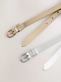 zilver/goud - PU Skinny Riemen 2 Pakket