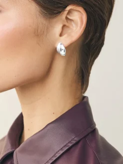 Zilverkleurig - Bouton Stud Earrings
