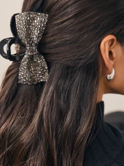 Zilverkleurig - Bow Sparkle Claw Clip