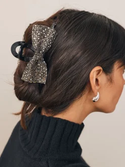 Zilverkleurig - Bow Sparkle Claw Clip