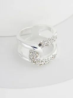 Zilverkleurig - Interlink Sparkle Ring