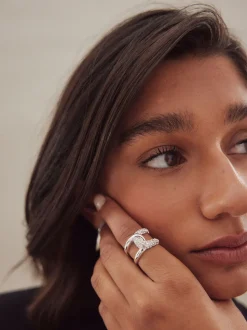 Zilverkleurig - Interlink Sparkle Ring
