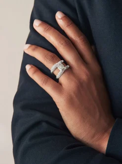 Zilverkleurig - Interlink Sparkle Ring