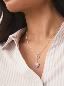 Zilverkleurig - Lariat-halsketting met Hart draad