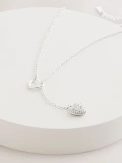 Zilverkleurig - Lariat-halsketting met Hart draad