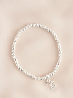 Zilverkleurig - Letterarmband met stretch