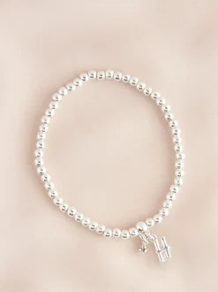 Zilverkleurig - Letterarmband met stretch