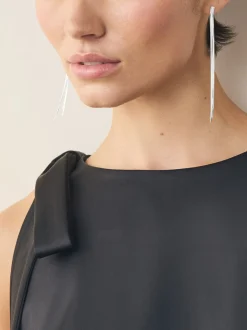 Zilverkleurig - Oorbellen met glinsterende hangers