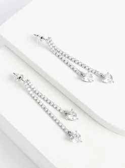 Zilverkleurig - Oorhangers met kristal