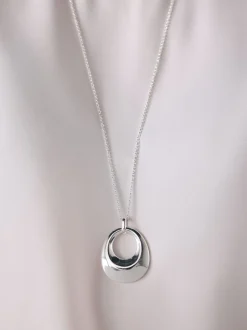 Zilverkleurig - Open Circle Drop Long Necklace