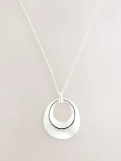 Zilverkleurig - Open Circle Drop Long Necklace